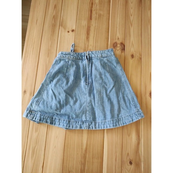 Free People Denim Lace Up Medium Blue Wash Jean Skirt Size 00 OB496275 MSRP 78$ - Picture 2 of 10